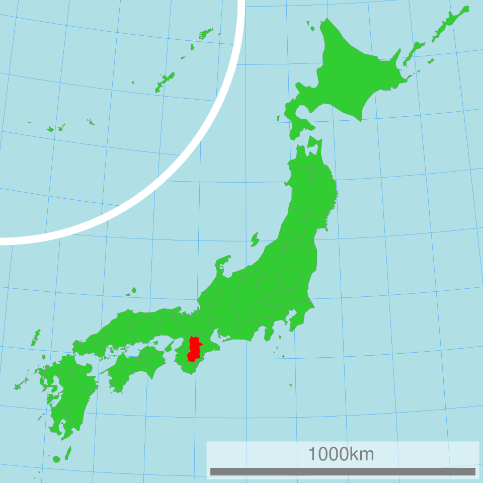 Locator map of Japan highlighting Nara Prefecture